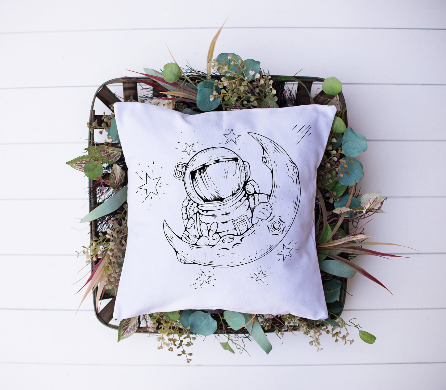 Astronaut Over The Moon | Decorative Pillow | Custom Designed | Made In The USA