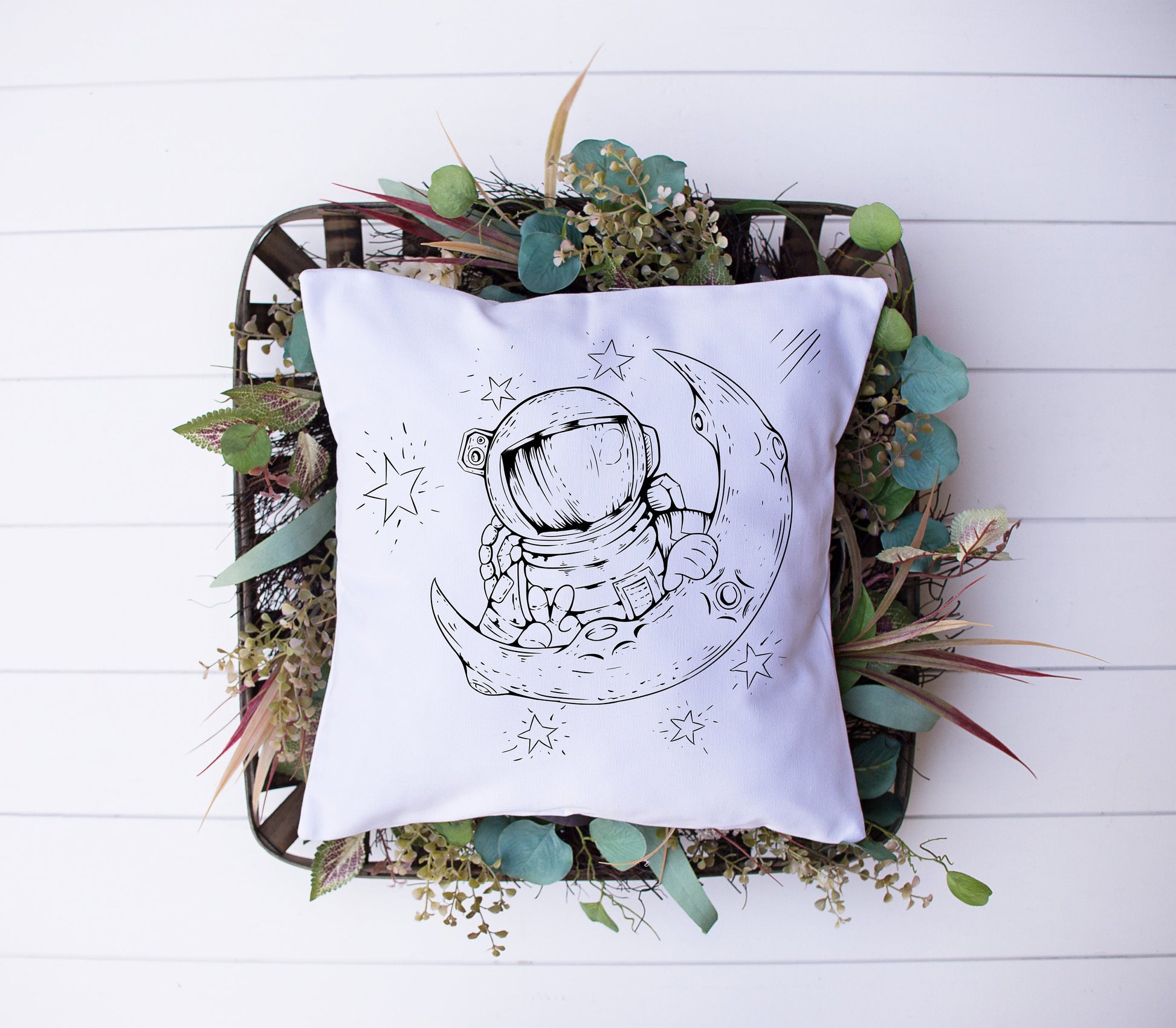 Astronaut Over The Moon | Decorative Pillow | Custom Designed | Made In The USA