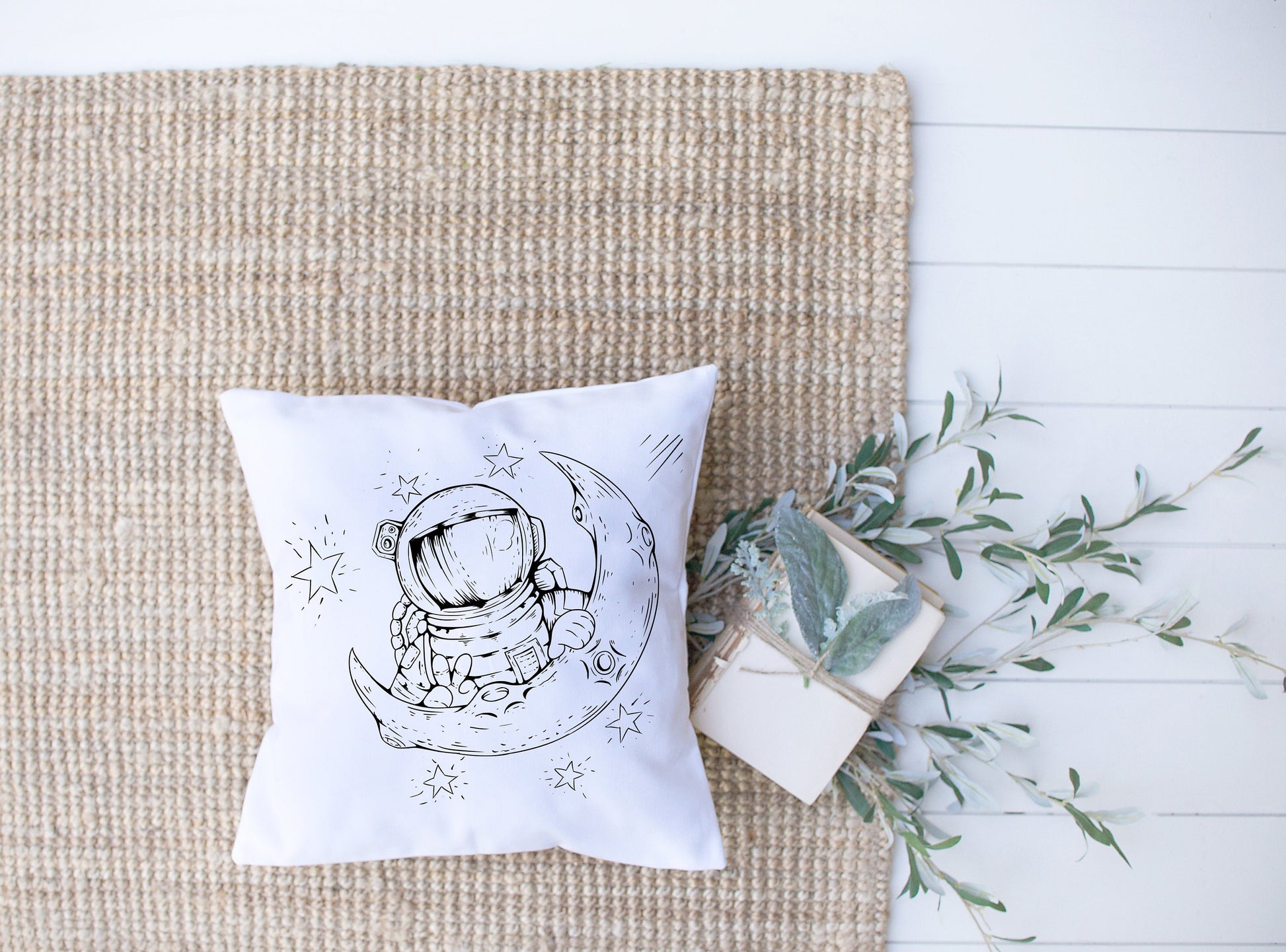 Astronaut Over The Moon | Decorative Pillow | Custom Designed | Made In The USA