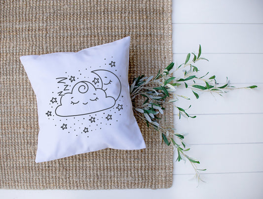 Sleepy Moon | Baby | Decorative Pillow | Custom Designed | Made In The USA