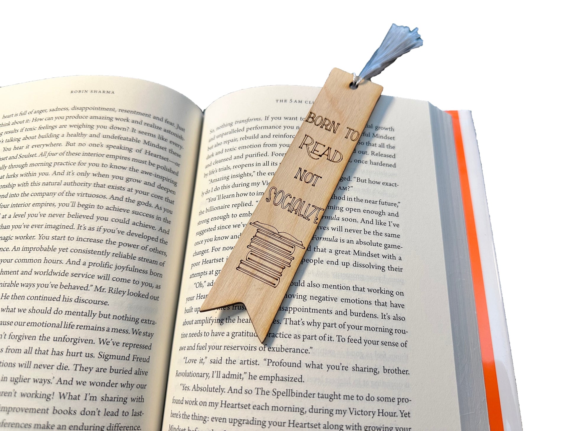 Born to Read Not Socialize | Wooden Bookmark With Tassel