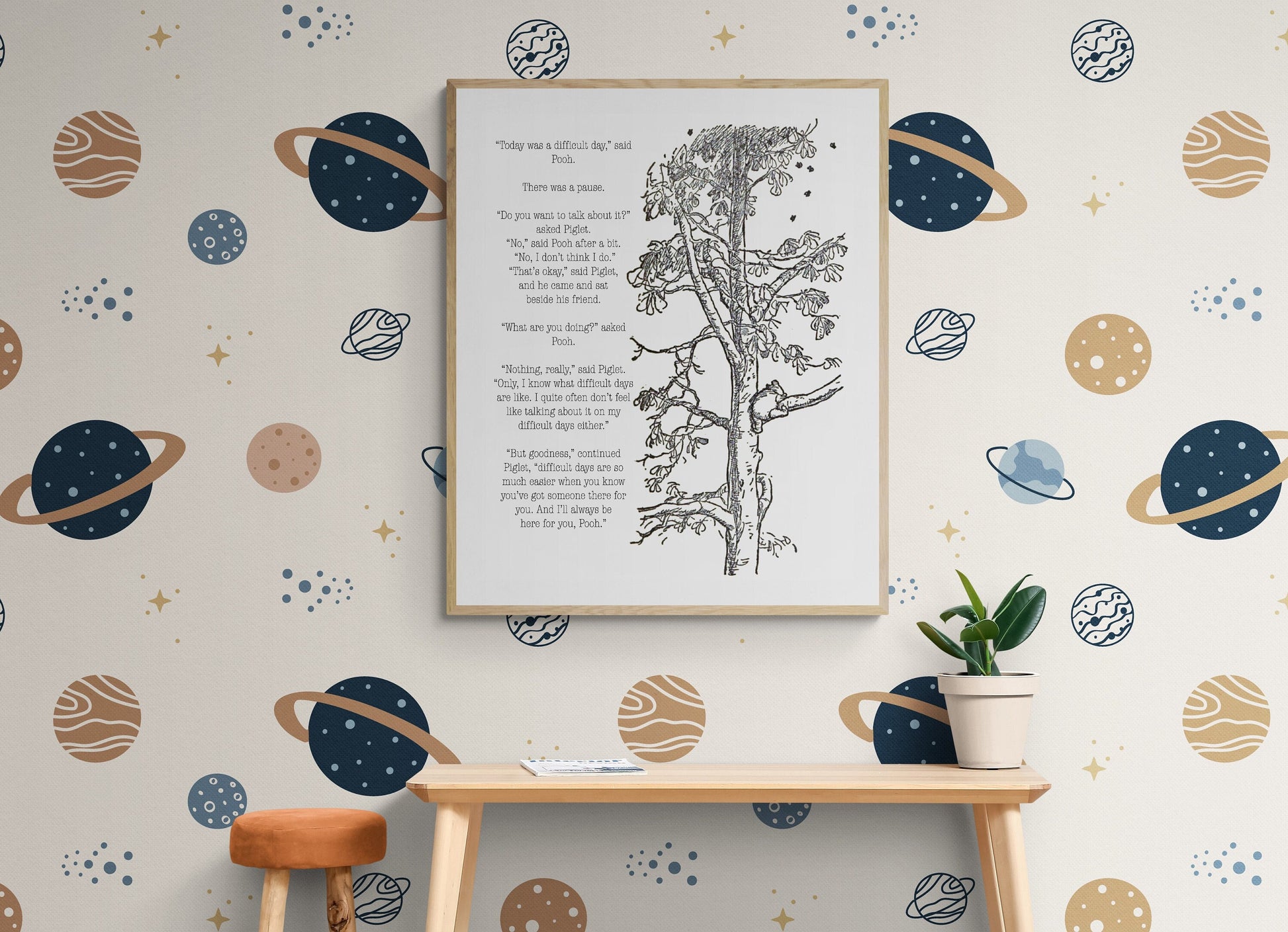 Today Was A Difficult Day | Winnie the Pooh | AA Milne | Art Print