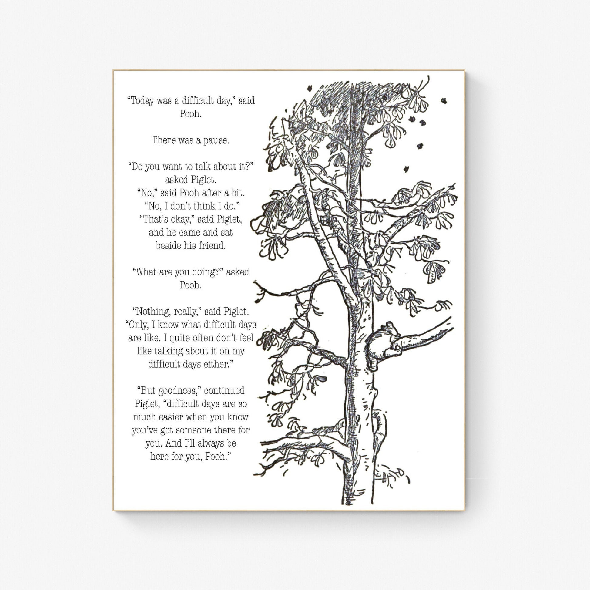 Today Was A Difficult Day | Winnie the Pooh | AA Milne | Art Print