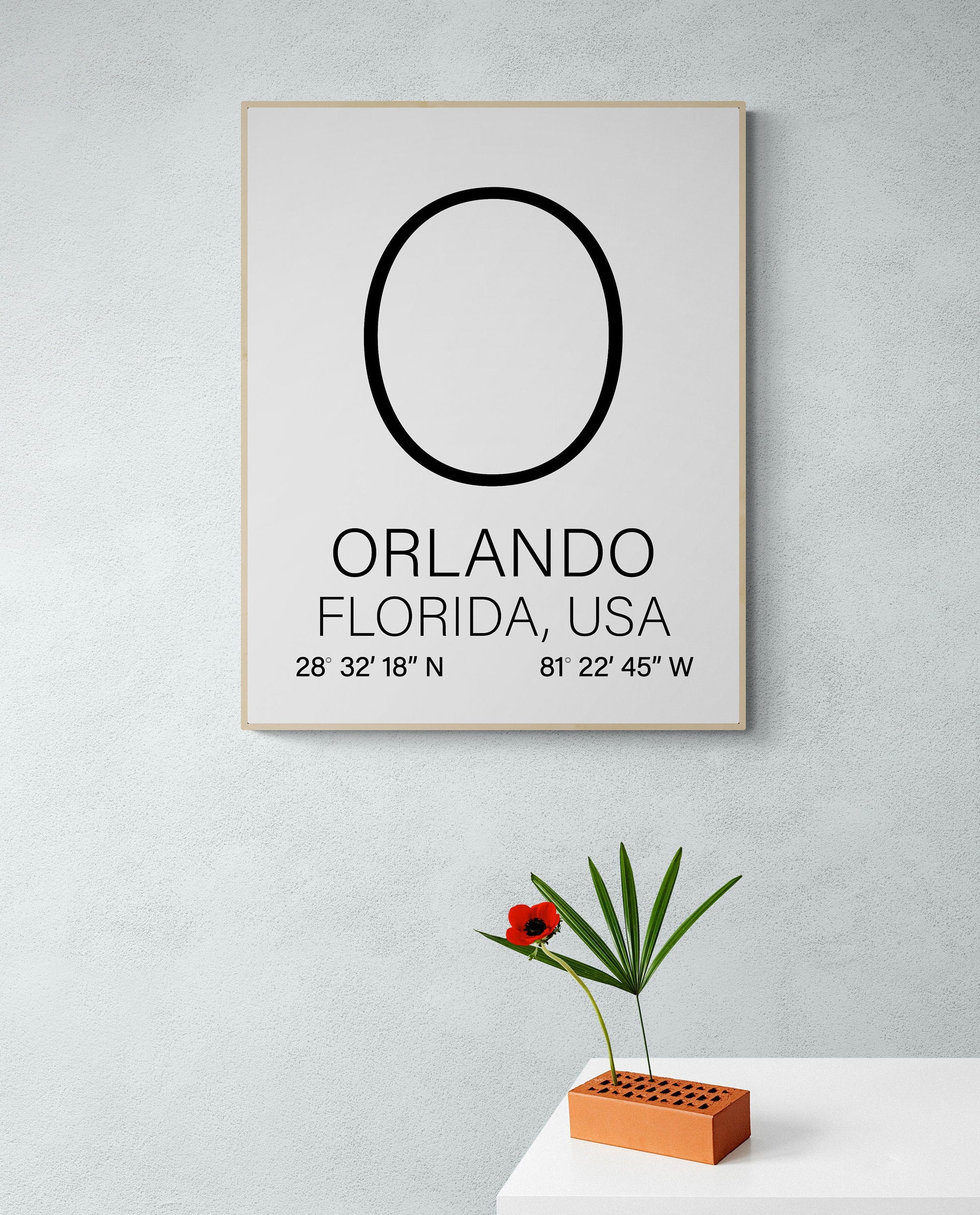 Personalized Monogram Letter for Your Home – City, State, Country Coordinates Art Print