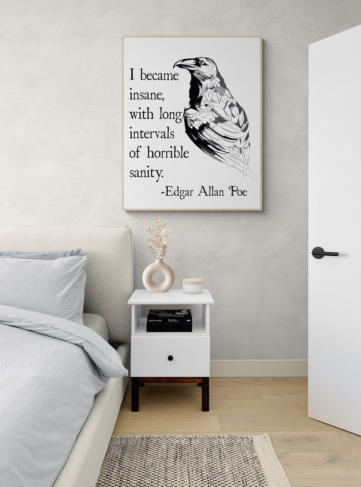 I Became Insane | With Long Intervals Of Horrible Sanity | Edgar Allan Quote | American Gothic Poetry | Art Print