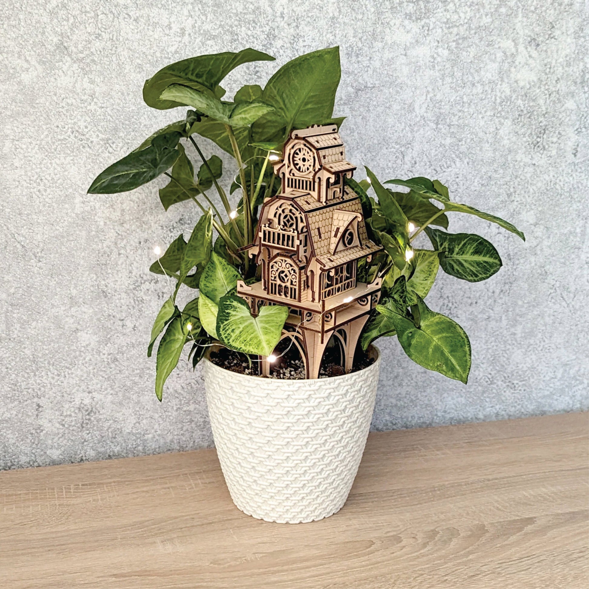 Garden Magic House - Fantasy Building With Optional Stakes For Flower Pot