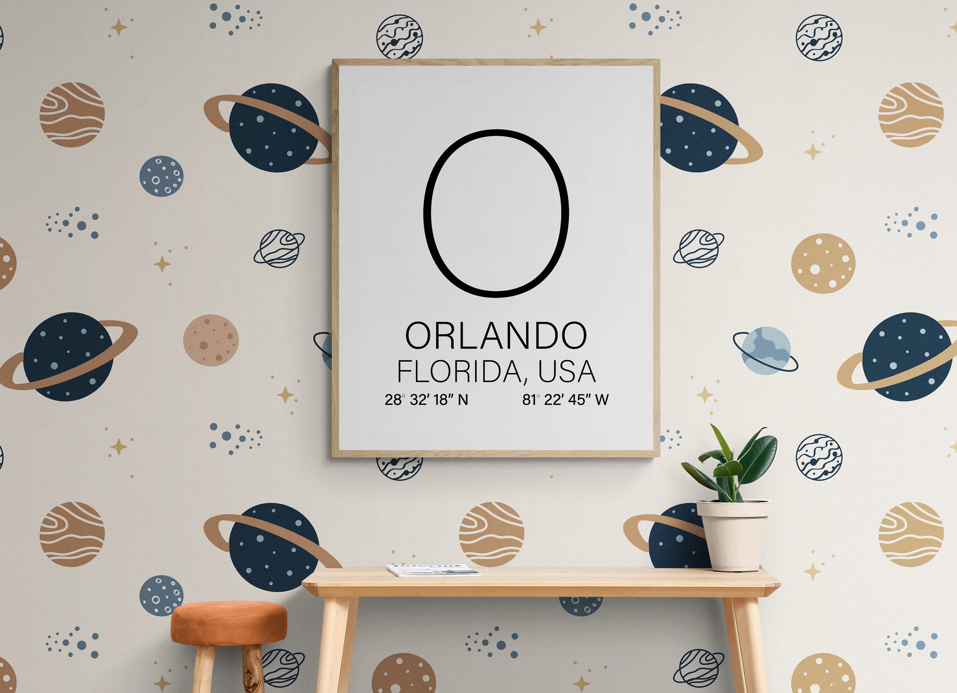 Personalized Monogram Letter for Your Home – City, State, Country Coordinates Art Print
