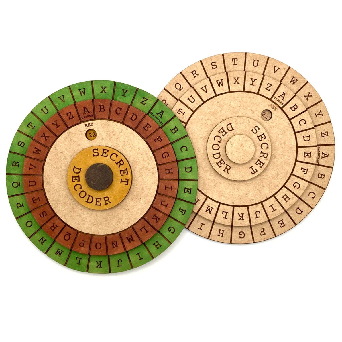 Handcrafted Caesar Cipher Decoder Wheel