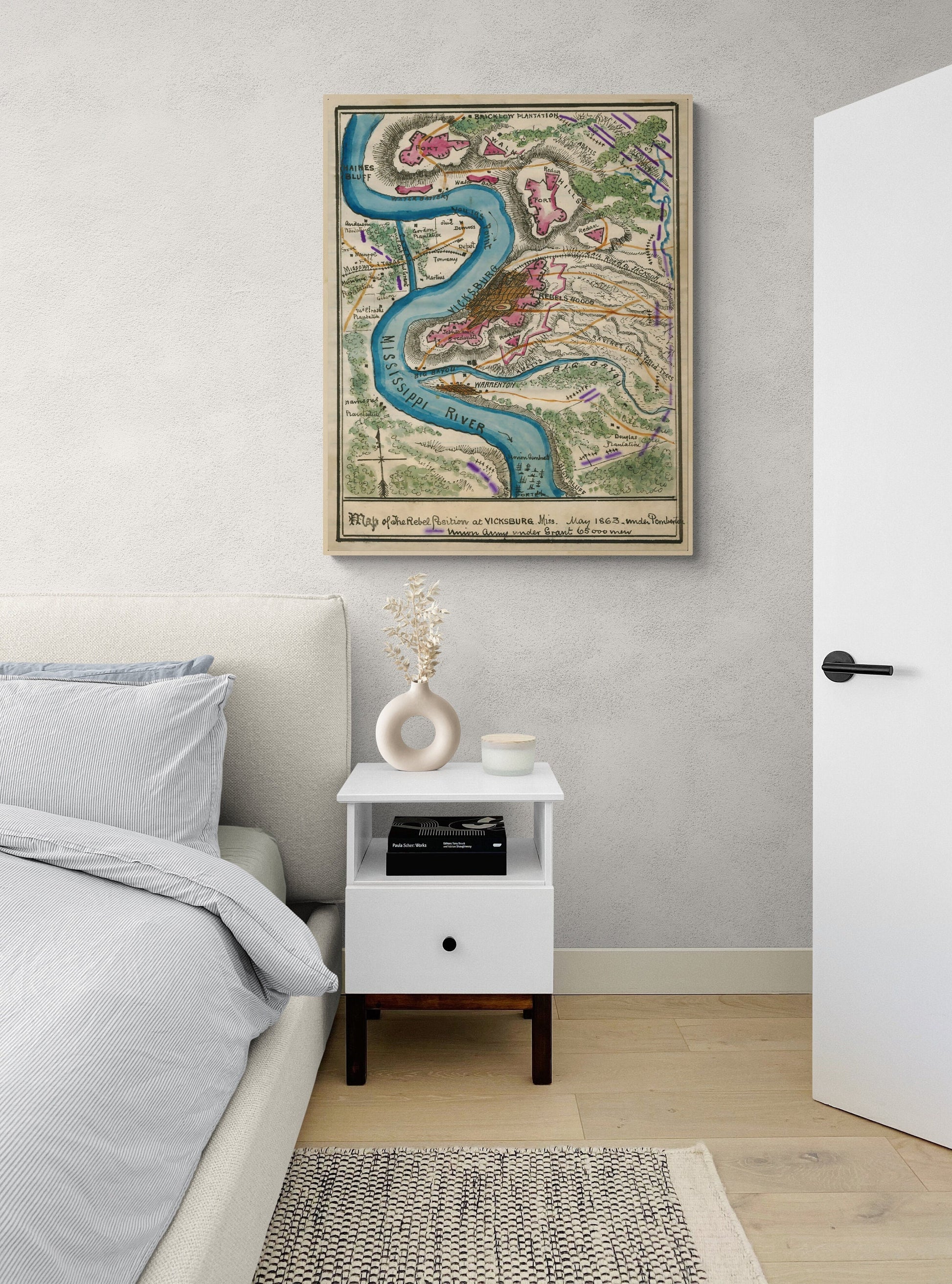 Map of the Rebel Position | Vicksburg Mississippi | Civil War | Ulysses S Grant | Abraham Lincoln | Art Print
