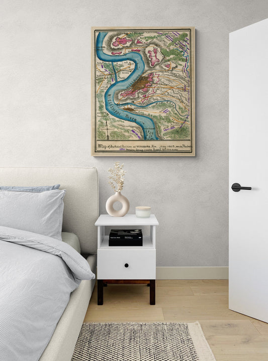 Map of the Rebel Position | Vicksburg Mississippi | Civil War | Ulysses S Grant | Abraham Lincoln | Art Print