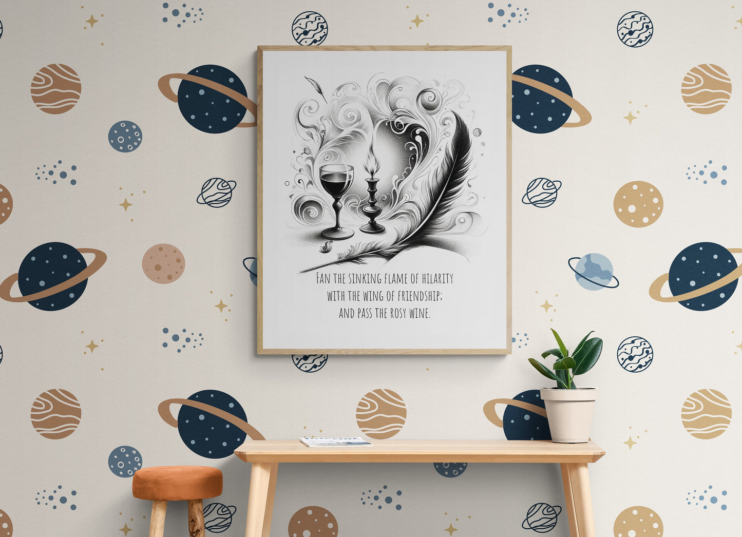 Fan the Sinking Flame of Hilarity with the Wing of Friendship; and Pass the Rosy Wine from The Old Curiosity Shop Art Print