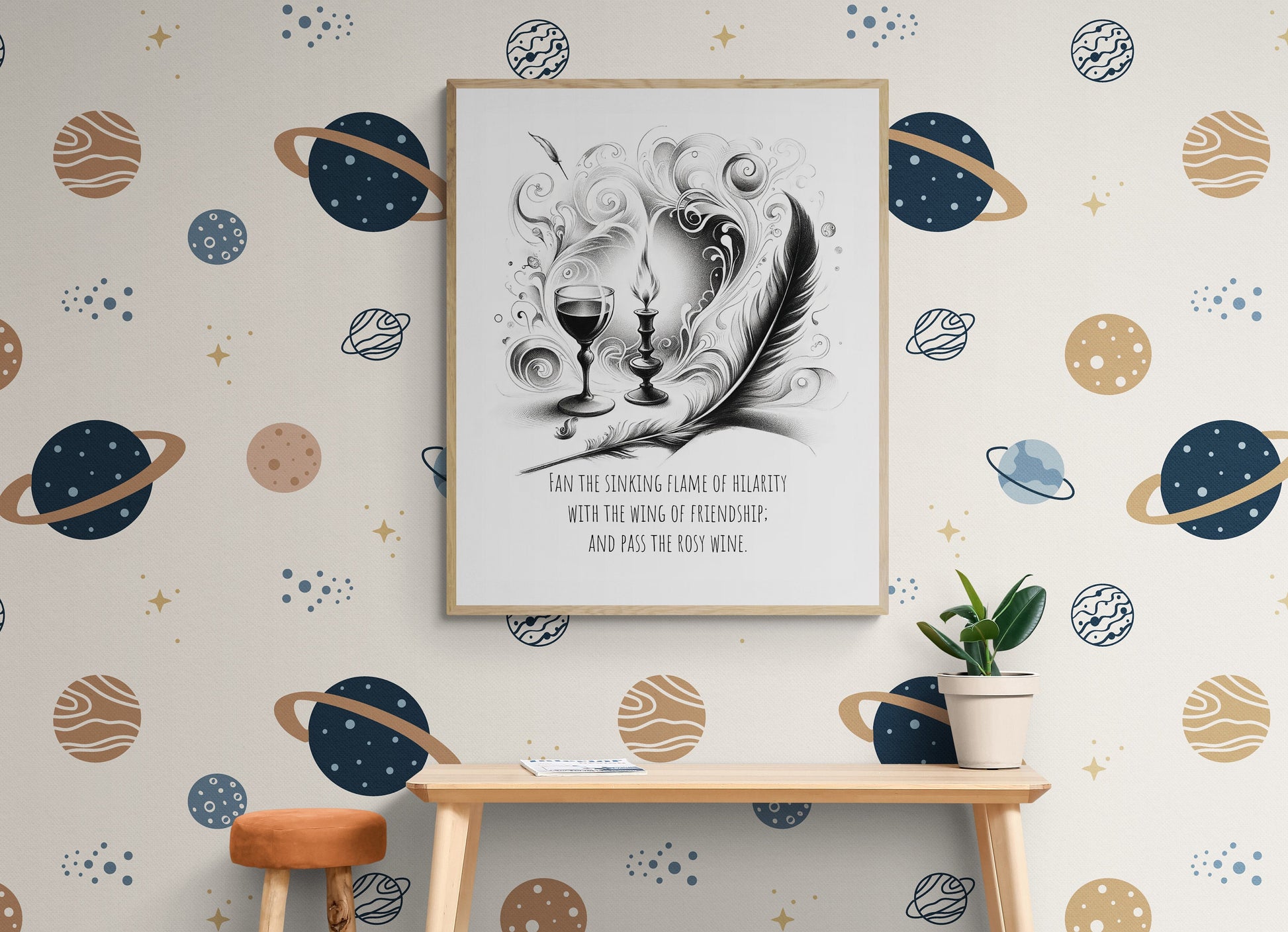 Fan the Sinking Flame of Hilarity with the Wing of Friendship; and Pass the Rosy Wine from The Old Curiosity Shop Art Print