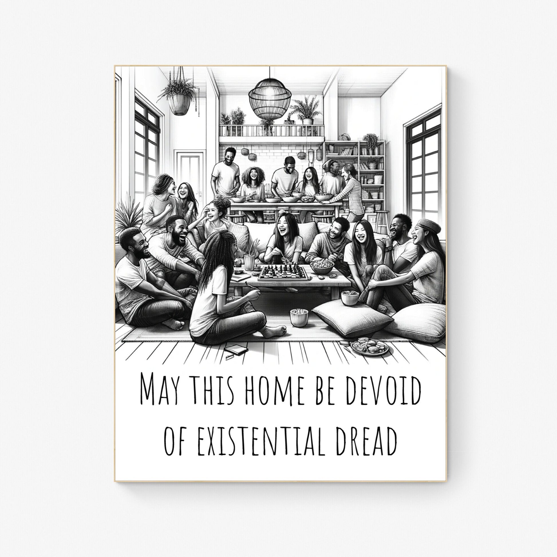 May This Home Be Devoid Of Existential Dread | Inspirational | Living Room Decor | Art Print