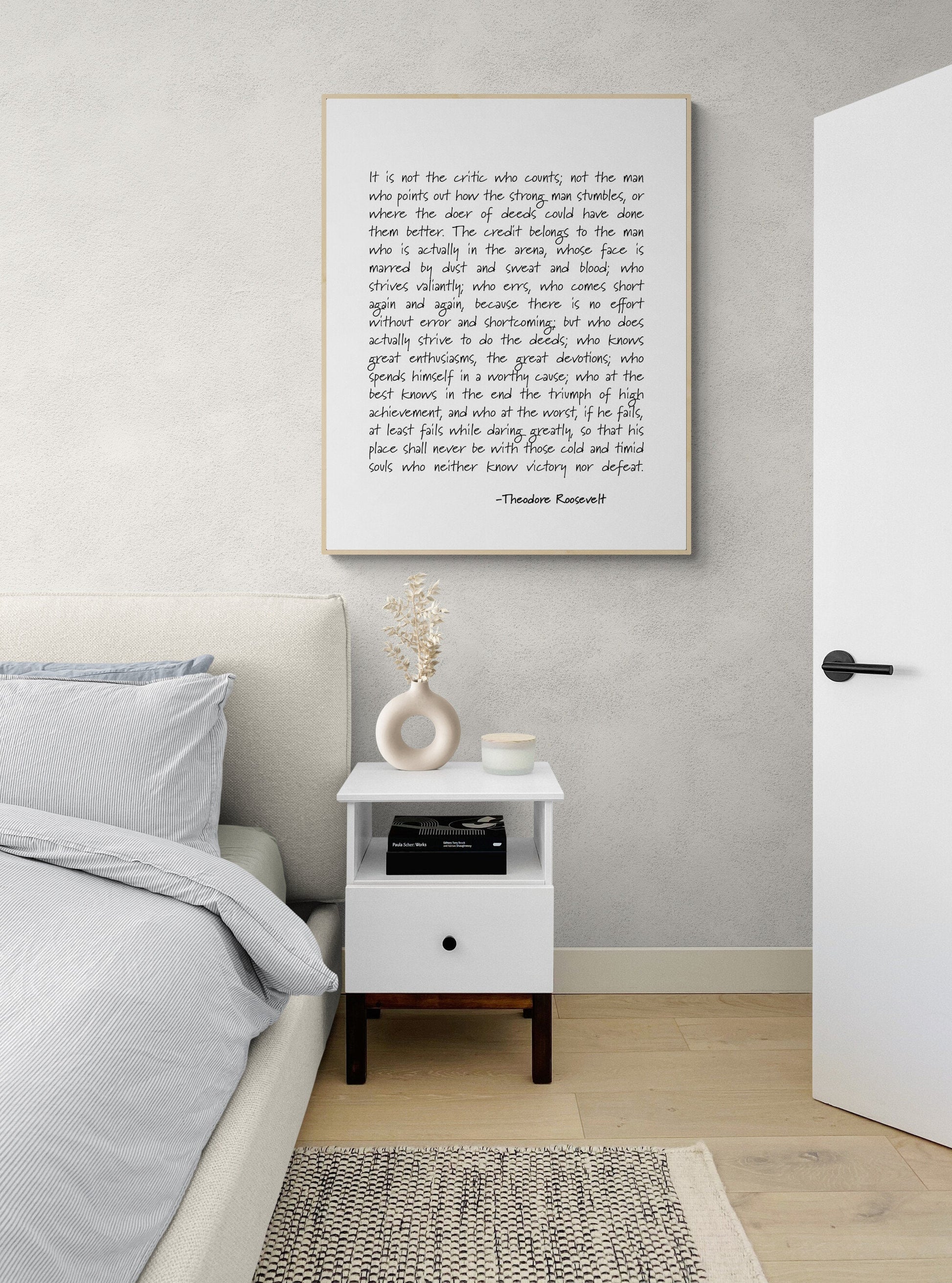 It is not the Critic who Counts by Theodore Teddy Roosevelt Typography Art Print