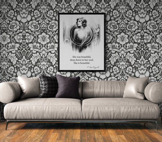 F. Scott Fitzgerald Quote She Is Beautiful Love Art Print
