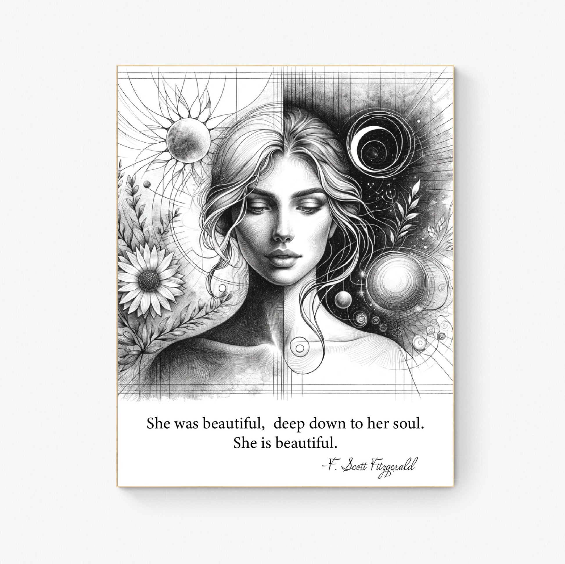 She Is Beautiful F. Scott Fitzgerald Quote Love Art Print