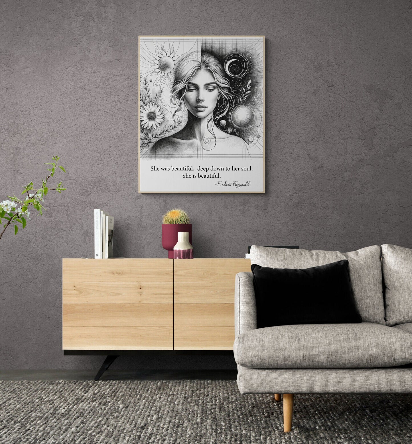 She Is Beautiful F. Scott Fitzgerald Quote Love Art Print