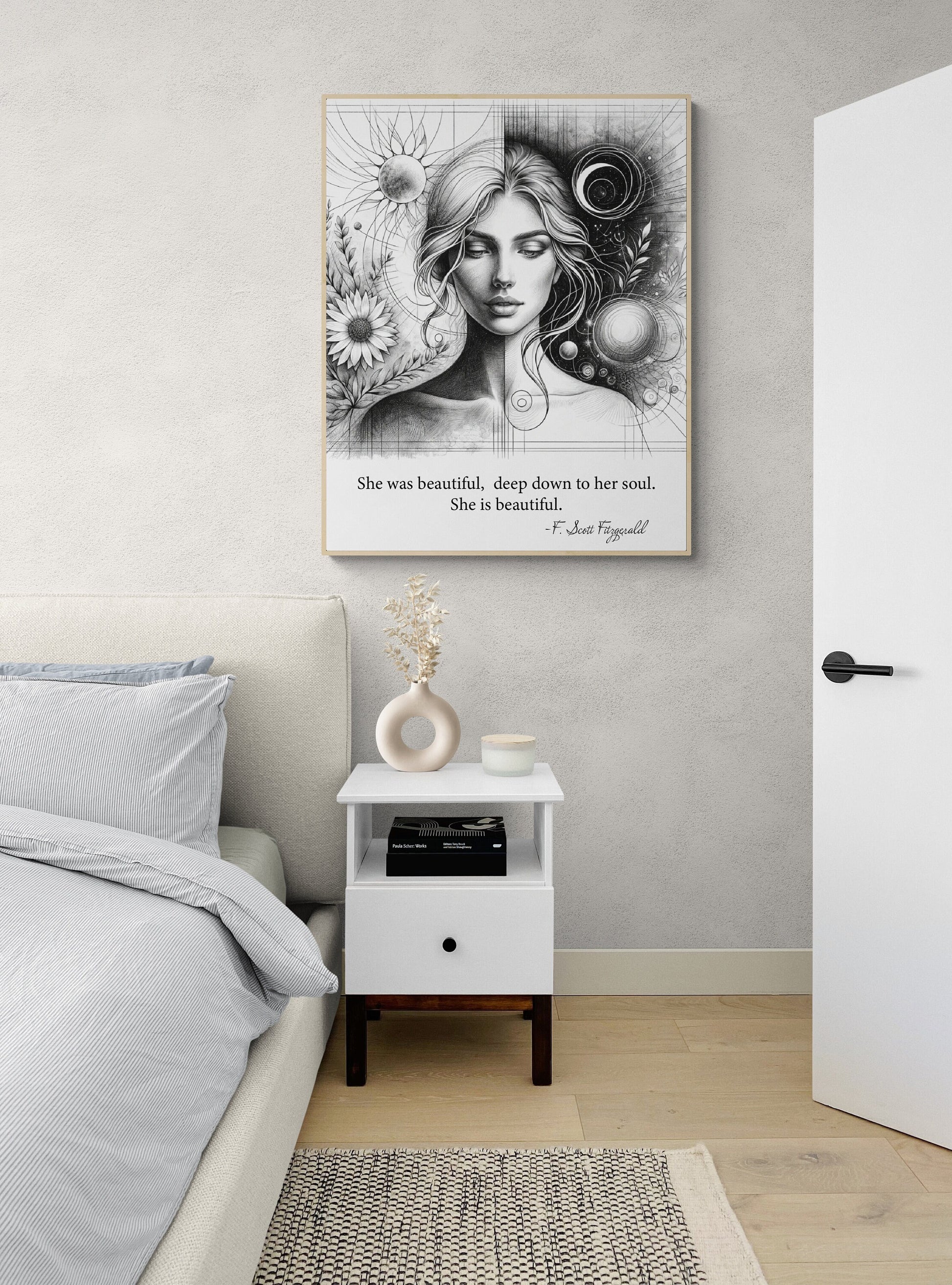 She Is Beautiful F. Scott Fitzgerald Quote Love Art Print