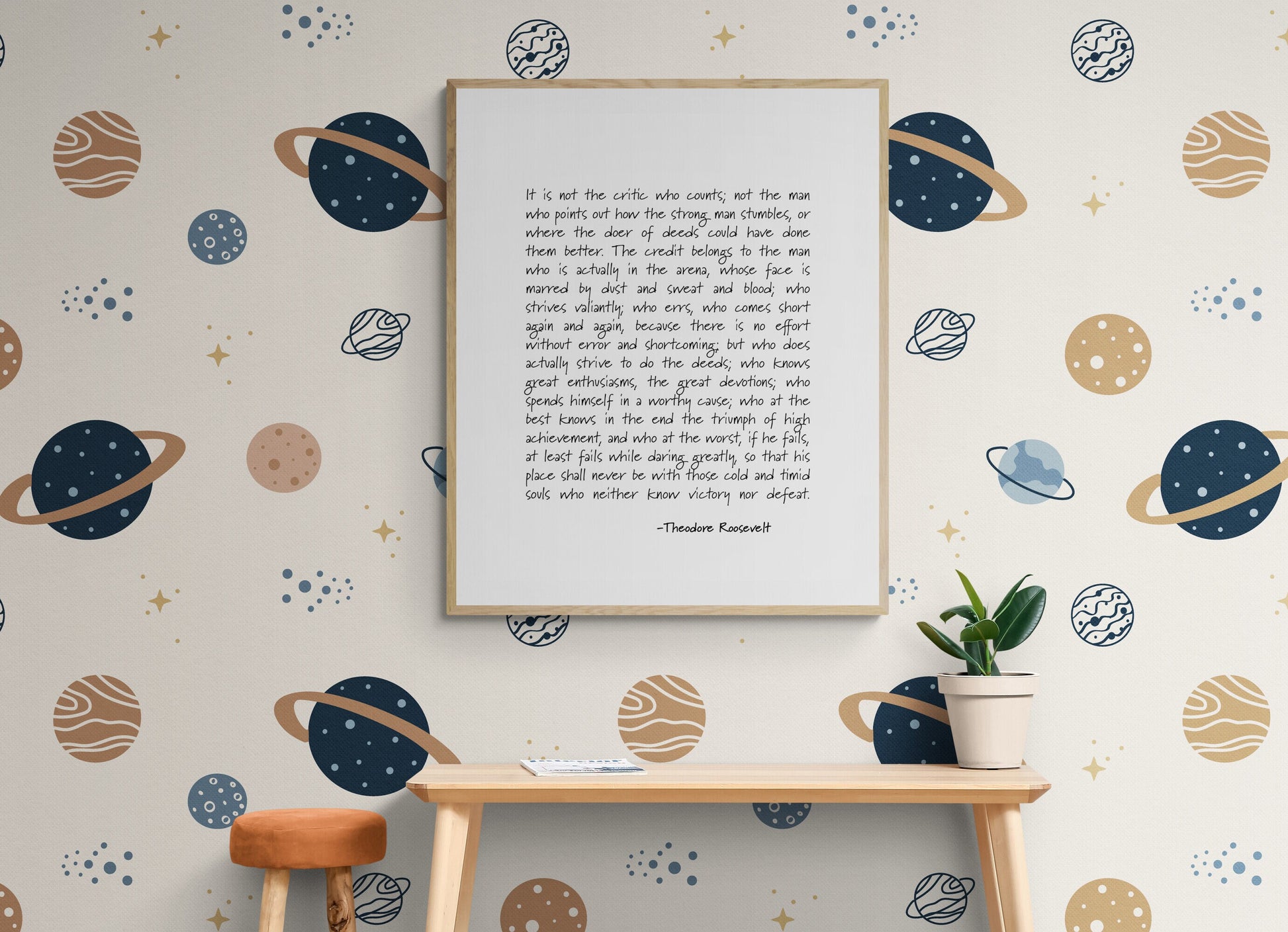 It is not the Critic who Counts by Theodore Teddy Roosevelt Typography Art Print