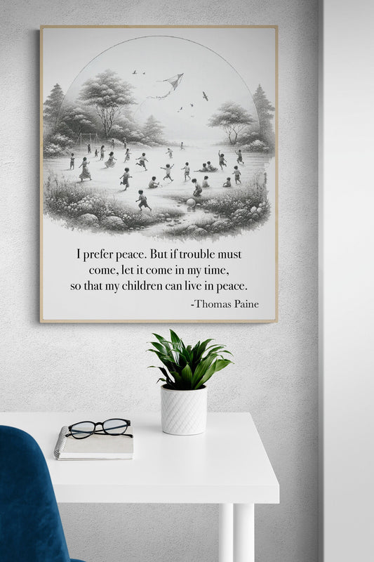I Prefer Peace So That My Children Can Live In Peace by Thomas Paine American Revolution Art Print