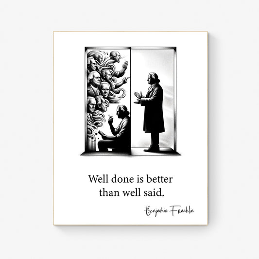 Well Done Is Better Than Well Said by Benjamin Franklin Inspirational Art Print