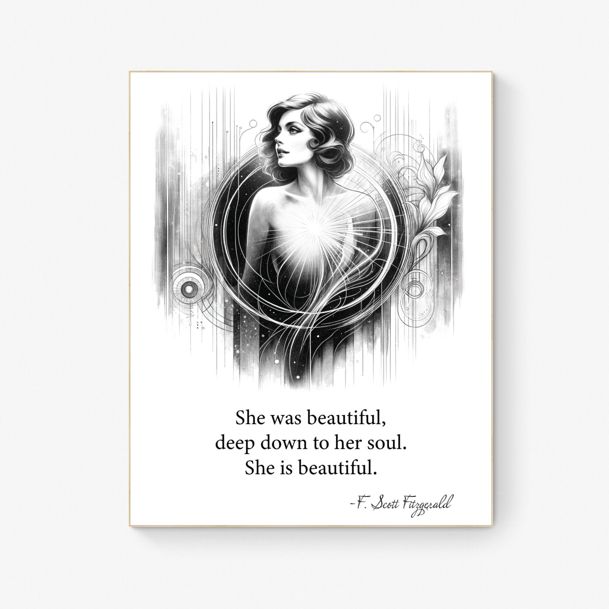 F. Scott Fitzgerald Quote She Is Beautiful Love Art Print