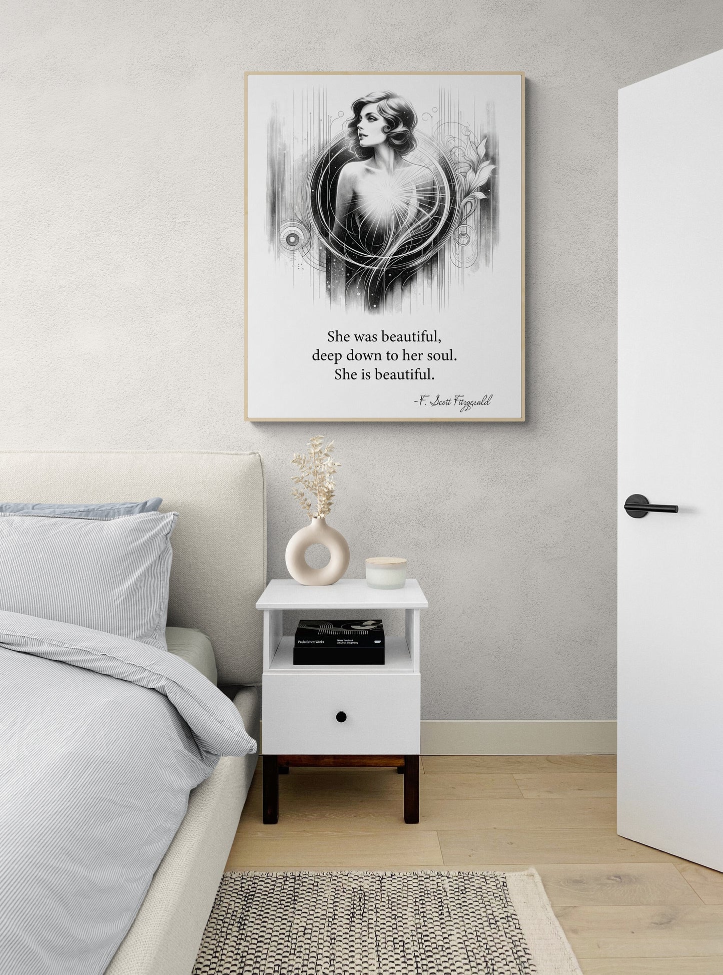 F. Scott Fitzgerald Quote She Is Beautiful Love Art Print