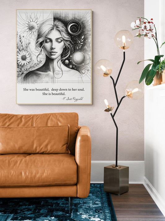 She Is Beautiful F. Scott Fitzgerald Quote Love Art Print