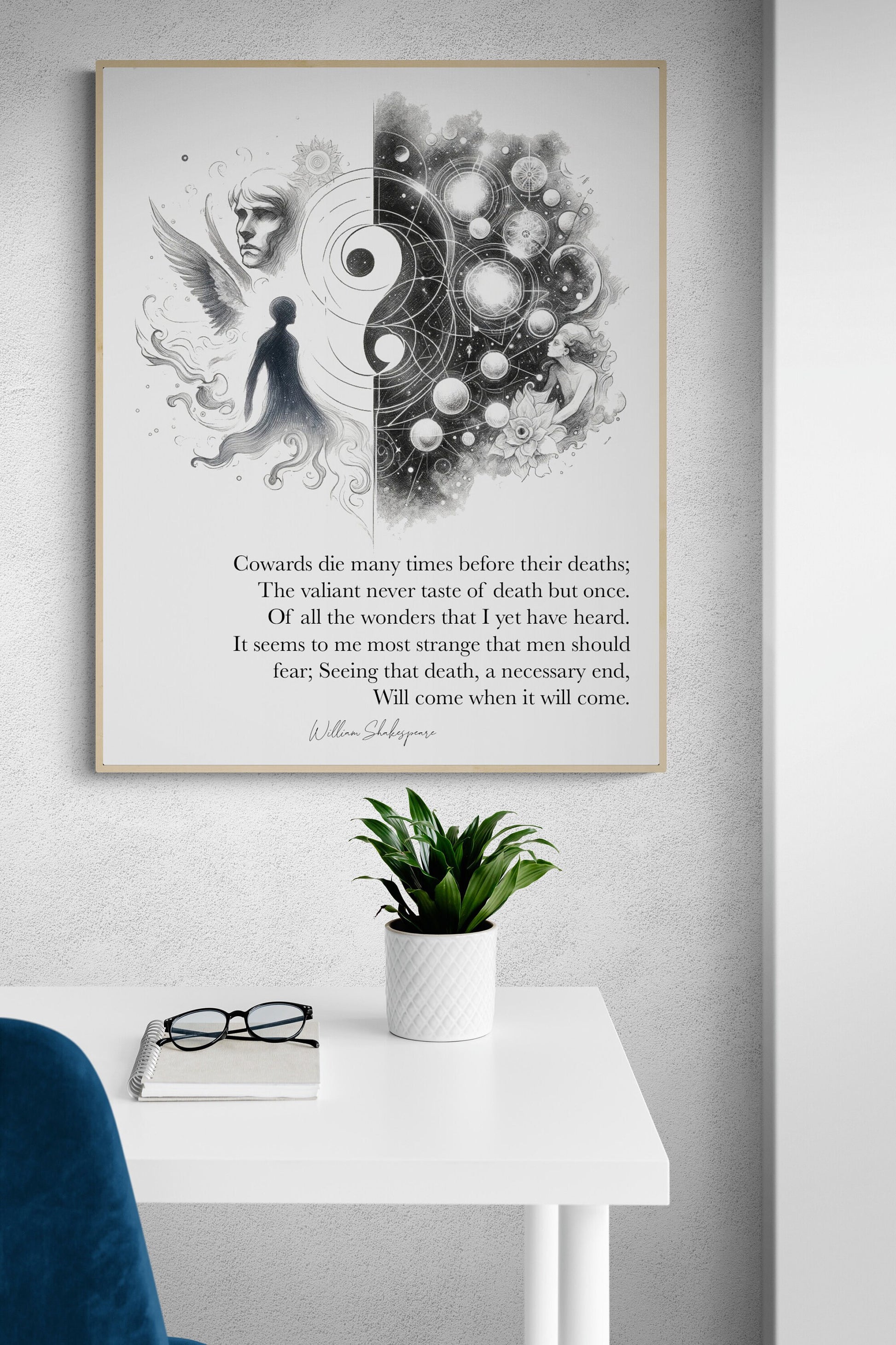 Cowards Die Many Times Before Their Deaths by William Shakespeare from Julius Caesar Art Print