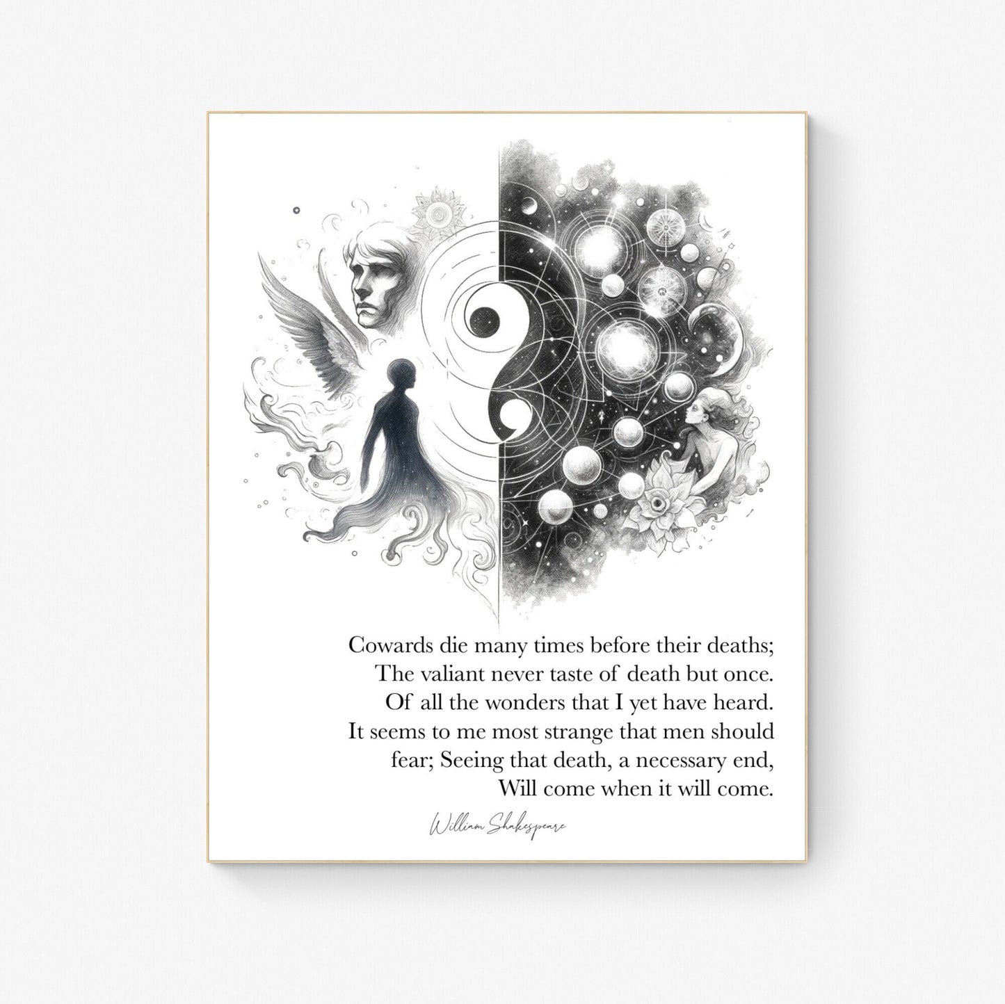 Cowards Die Many Times Before Their Deaths by William Shakespeare from Julius Caesar Art Print