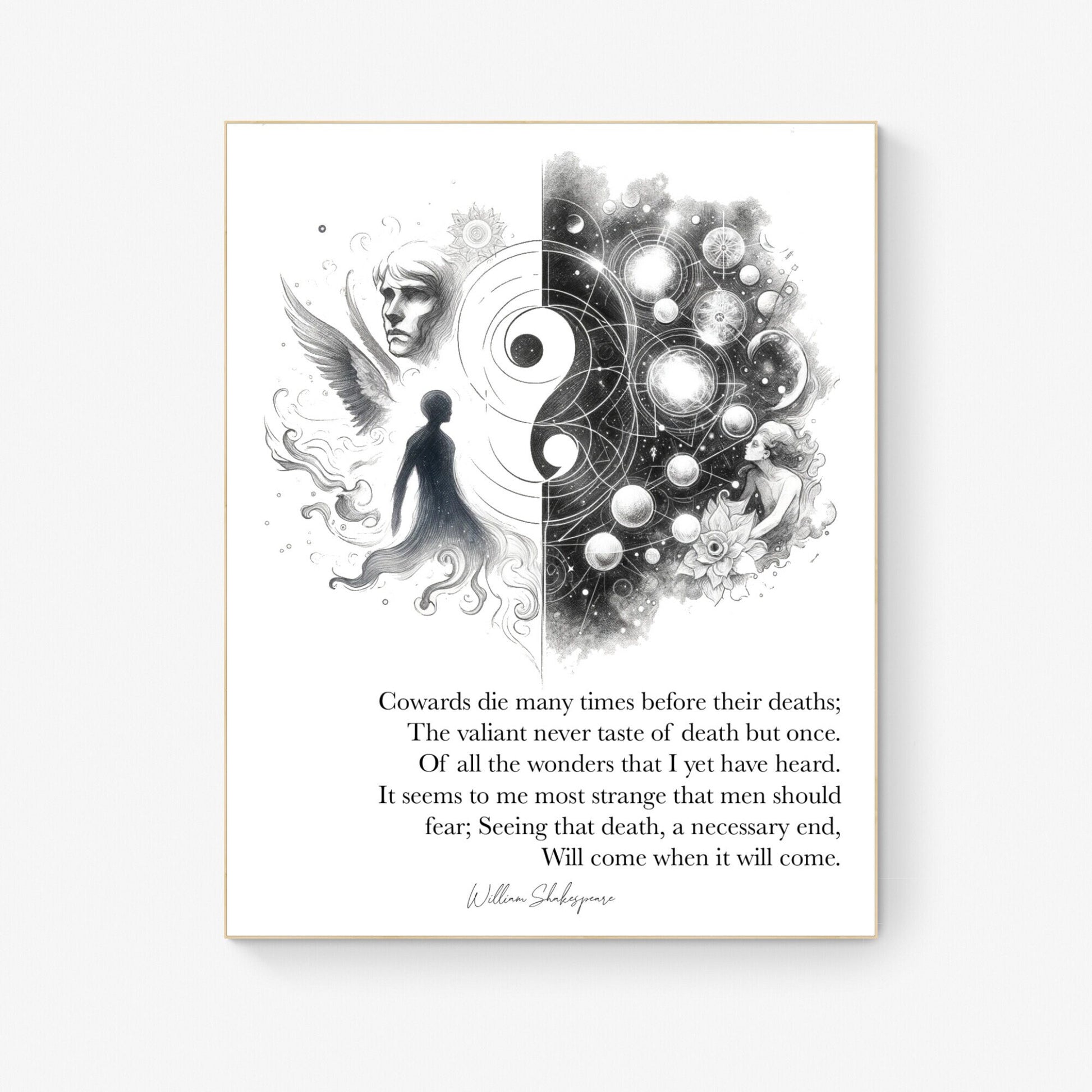 Cowards Die Many Times Before Their Deaths by William Shakespeare from Julius Caesar Art Print