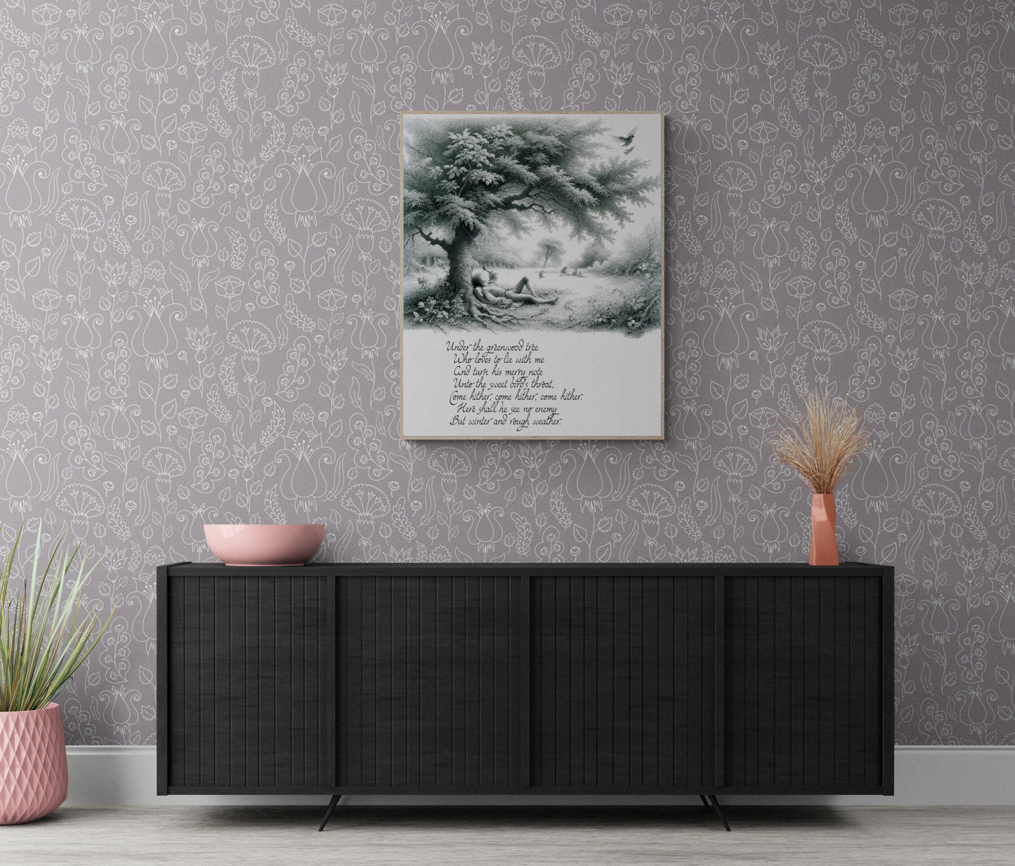 Under the Greenwood Tree by William Shakespeare's As You Like It Nature Sketch Art Print