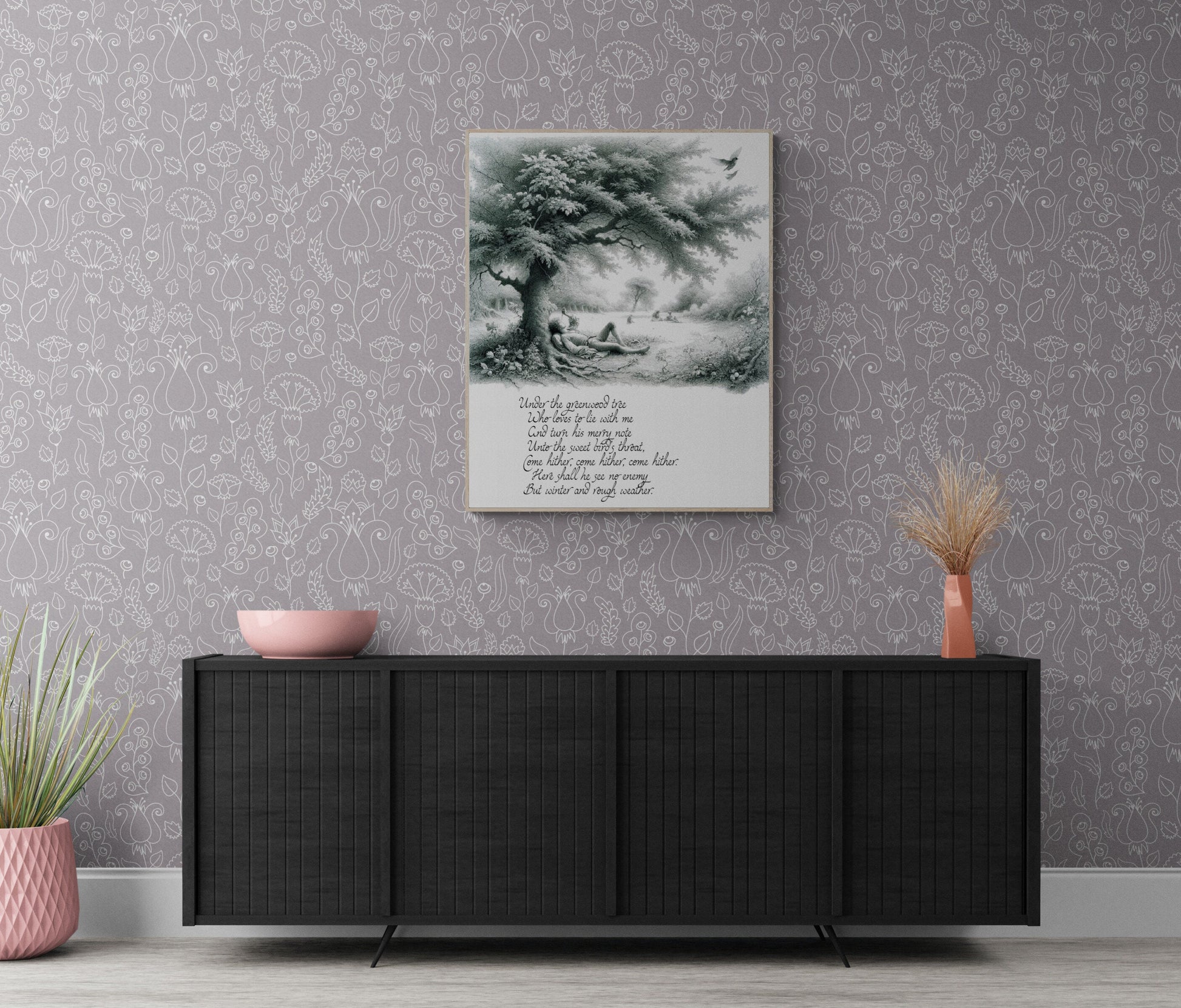 Under the Greenwood Tree by William Shakespeare's As You Like It Nature Sketch Art Print