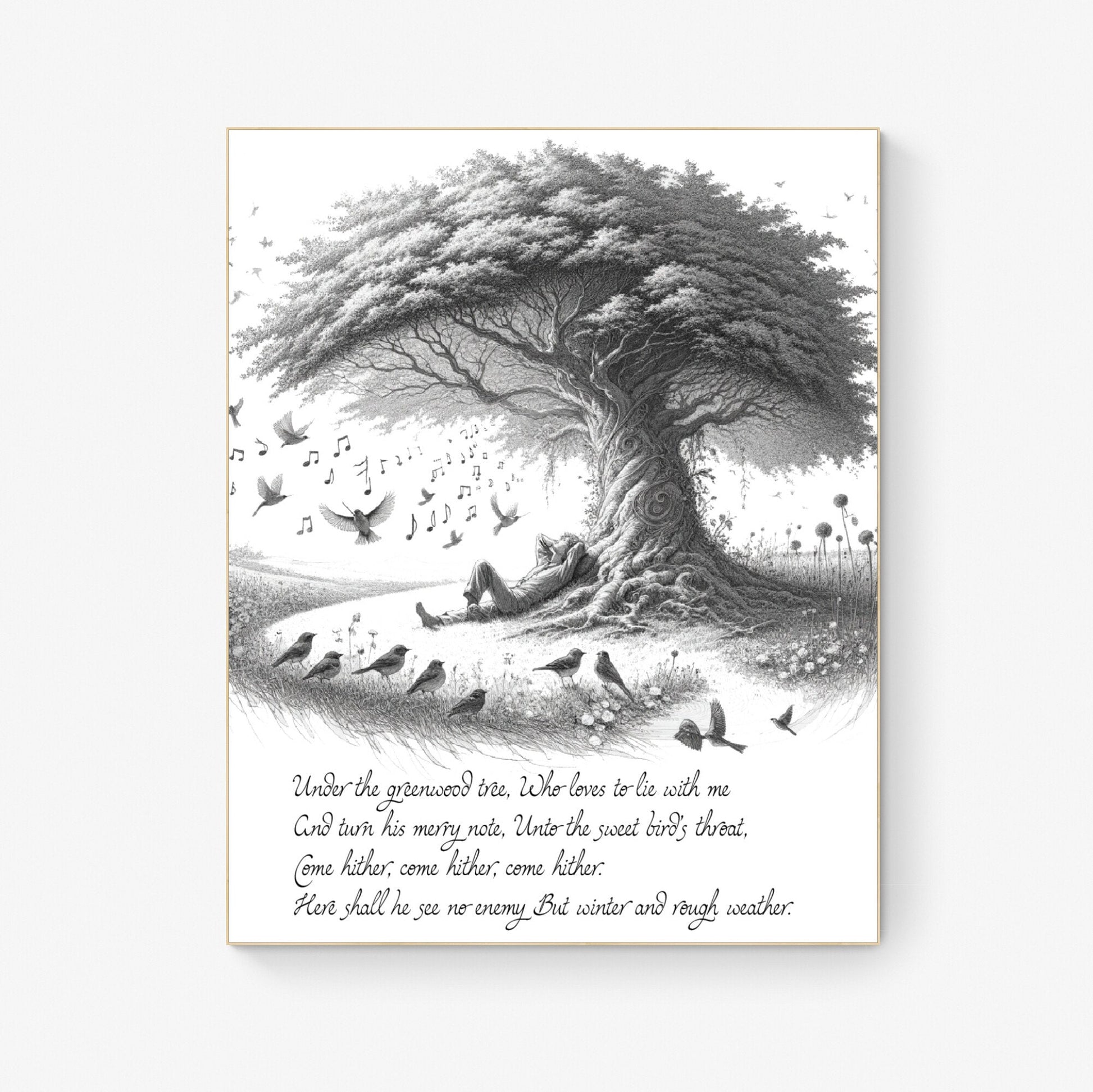 Under the Greenwood Tree by William Shakespeare's As You Like It Nature Tree Art Print
