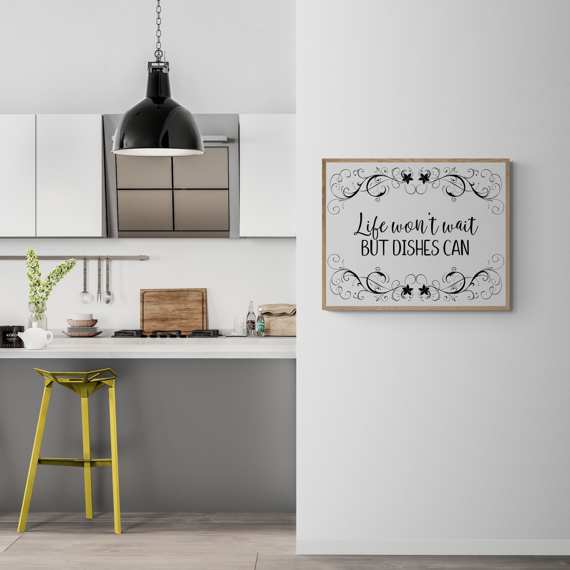 Life Can't Wait but Dishes Can - Kitchen Art Print