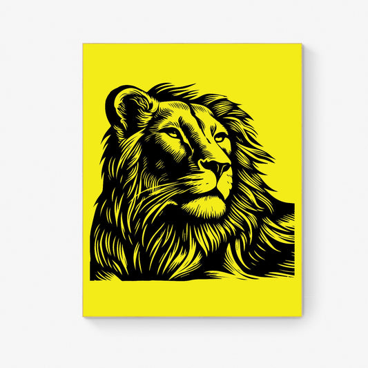Majestic Mane Regal Lion Lithograph Art Print