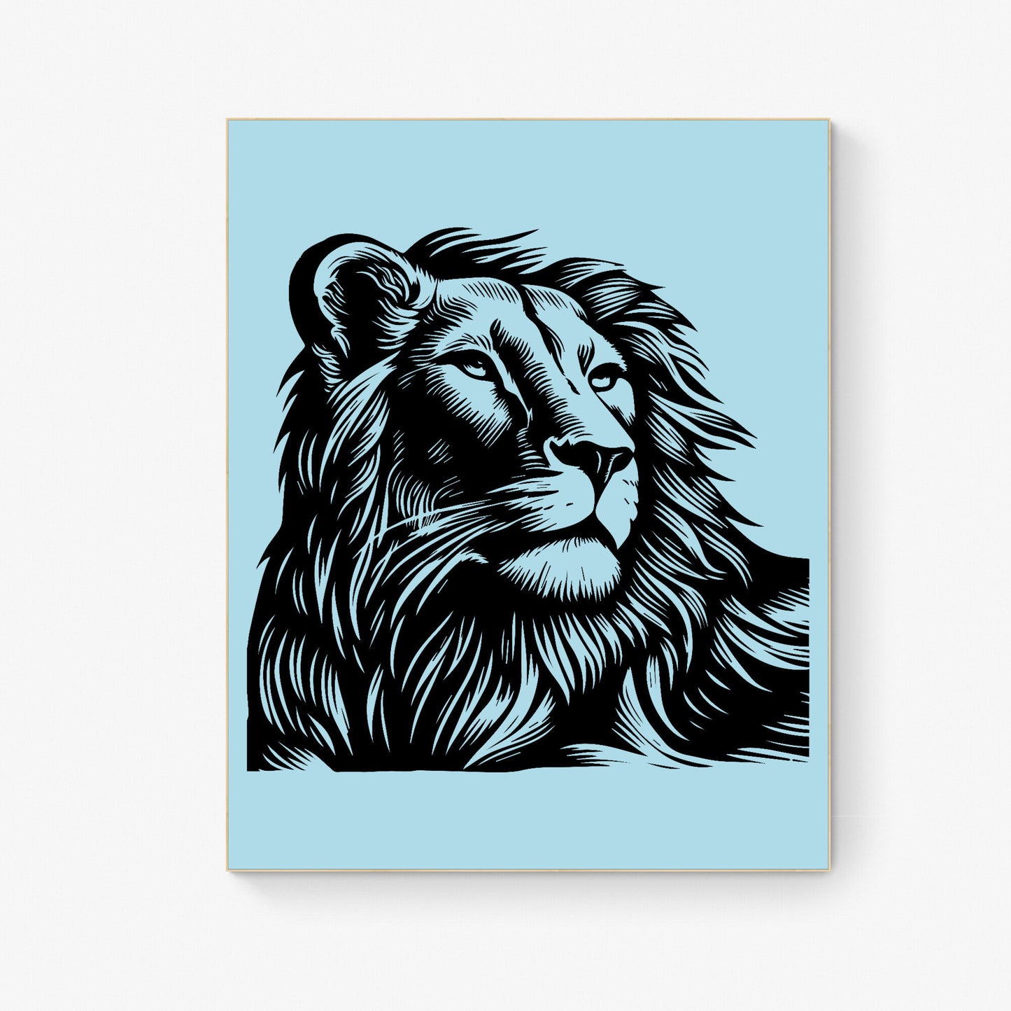 Majestic Mane Regal Lion Lithograph Art Print