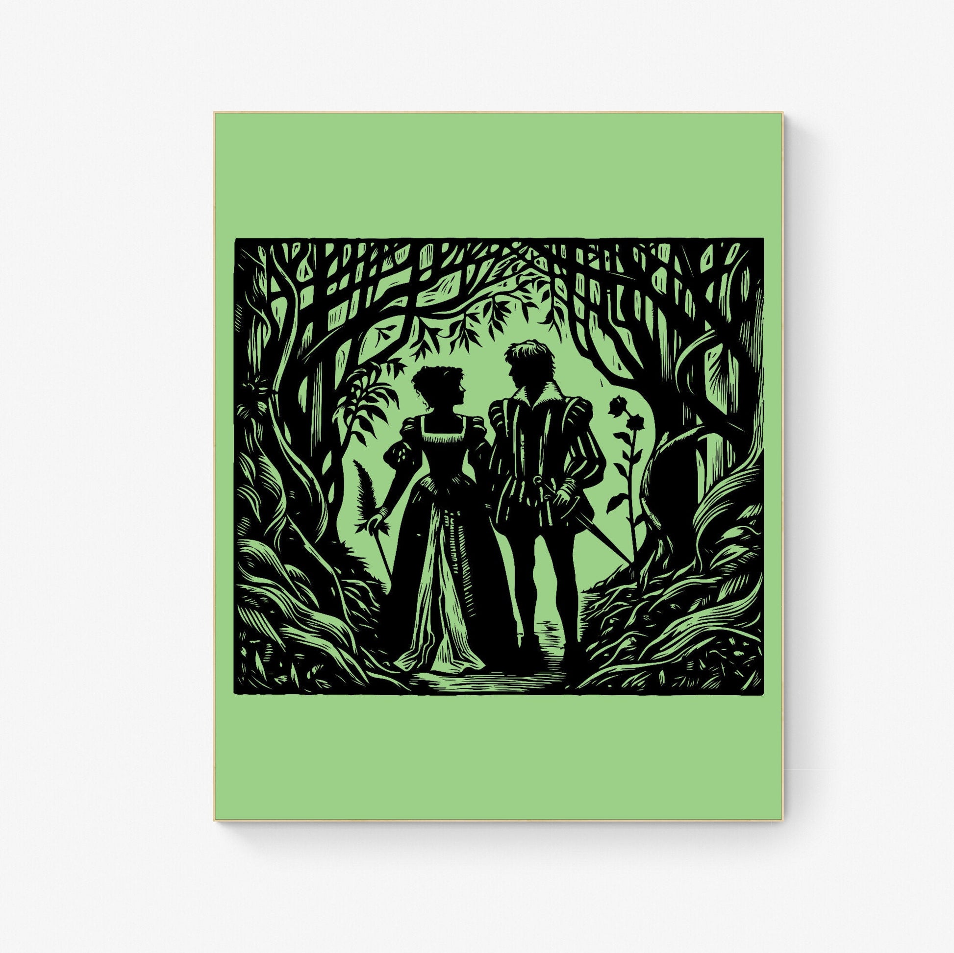 An Enchanted Walk Through The Forest of Arden Rosalind and Orlando William Shakespeare Lithograph Art Print