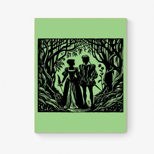 An Enchanted Walk Through The Forest of Arden Rosalind and Orlando William Shakespeare Lithograph Art Print