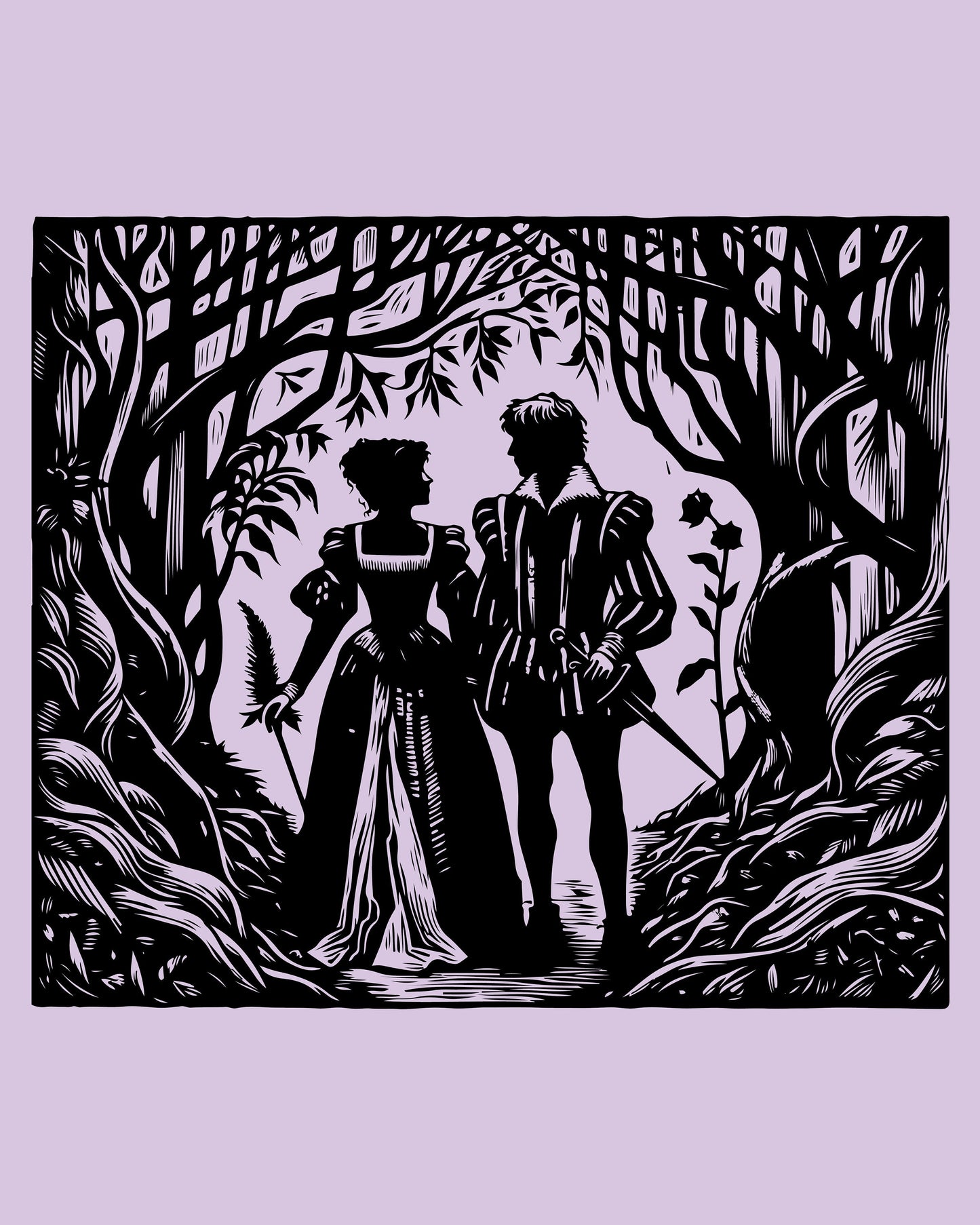 An Enchanted Walk Through The Forest of Arden Rosalind and Orlando William Shakespeare Lithograph Art Print