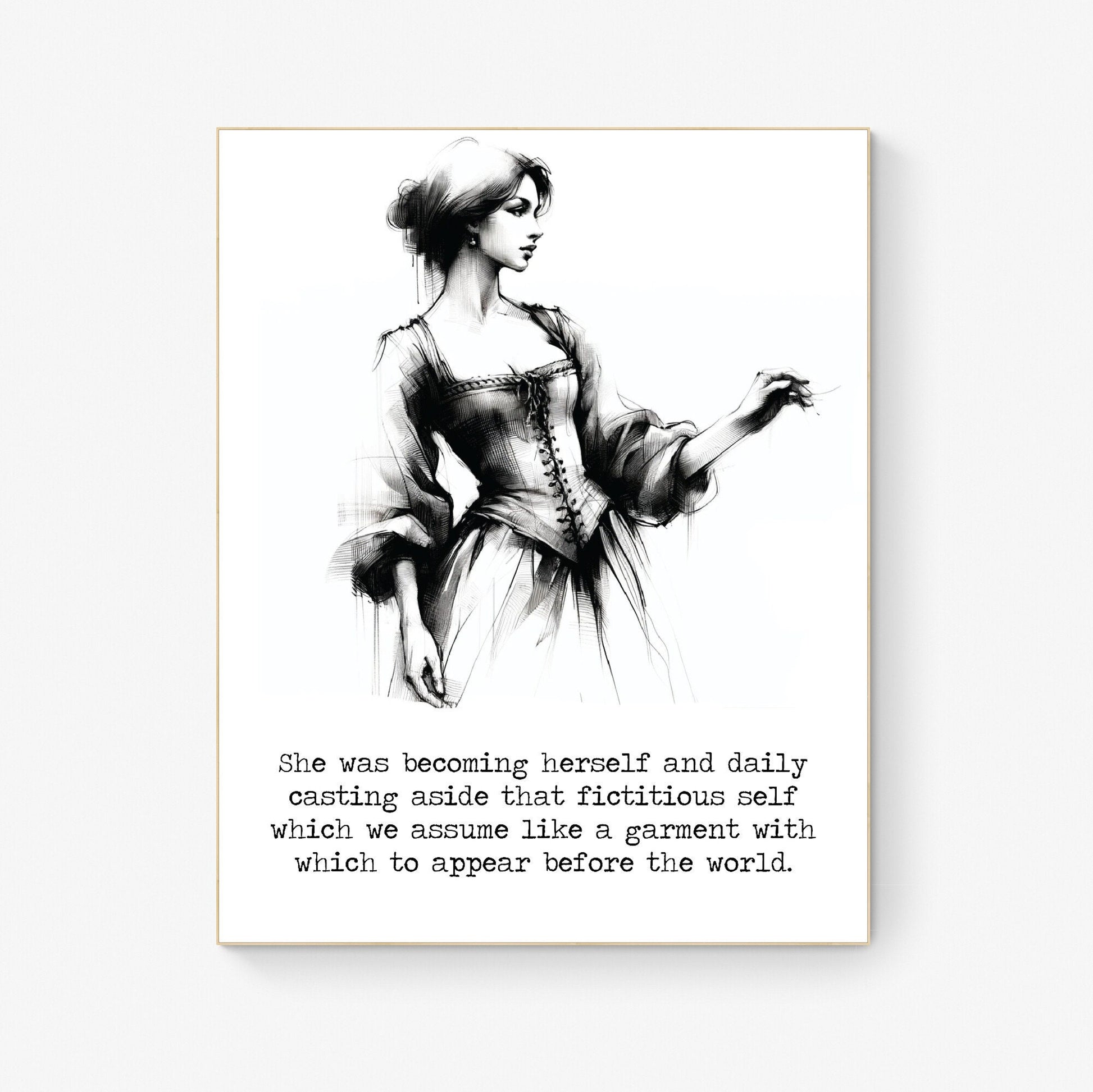 She Was Becoming Herself by Kate Chopin 1920s Ink Wash Art Print