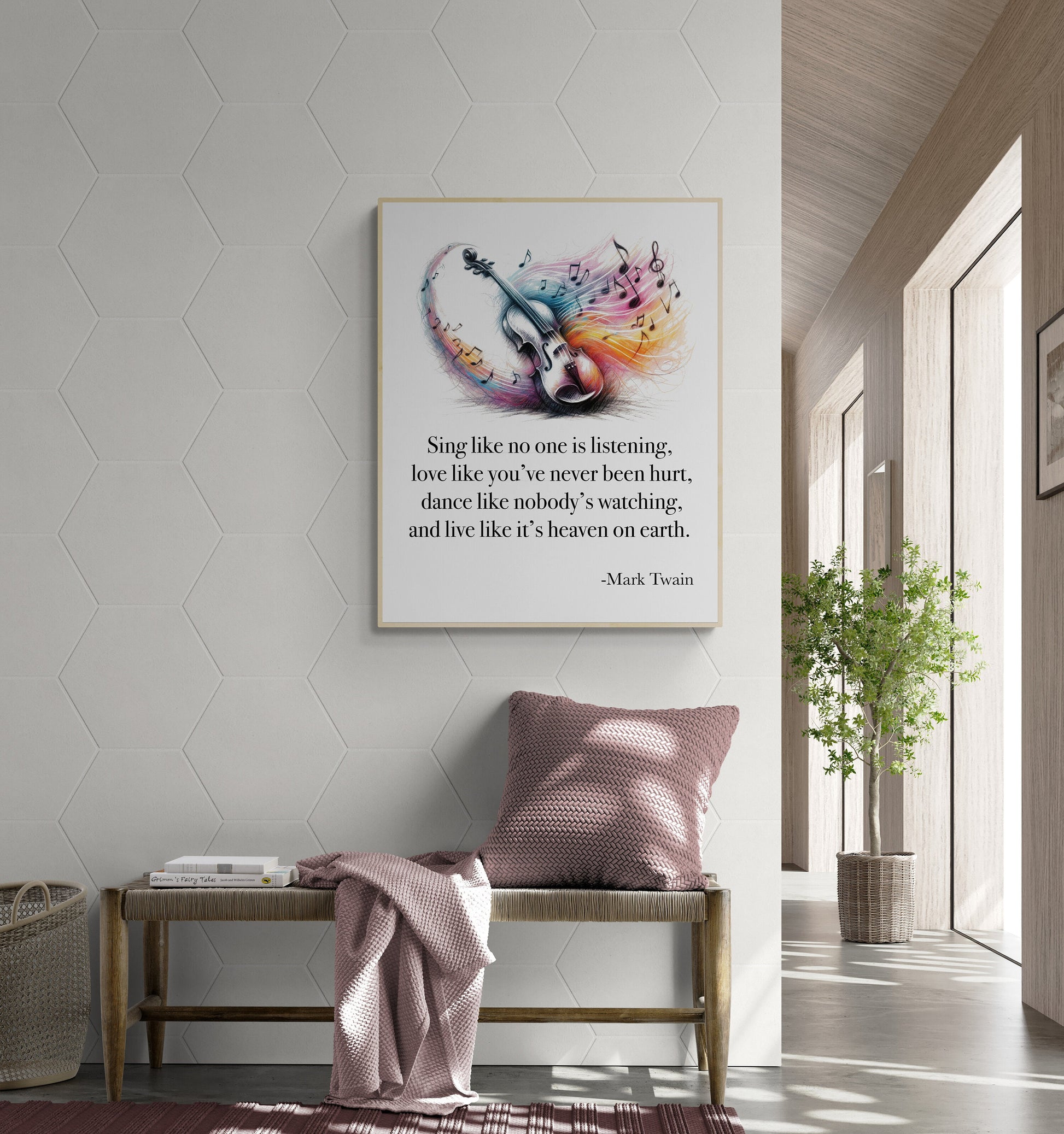 Sing Like No One's Listening Love Like You've Never Been Hurt Dance Like Nobody's Watching by Mark Twain Violin Art Print