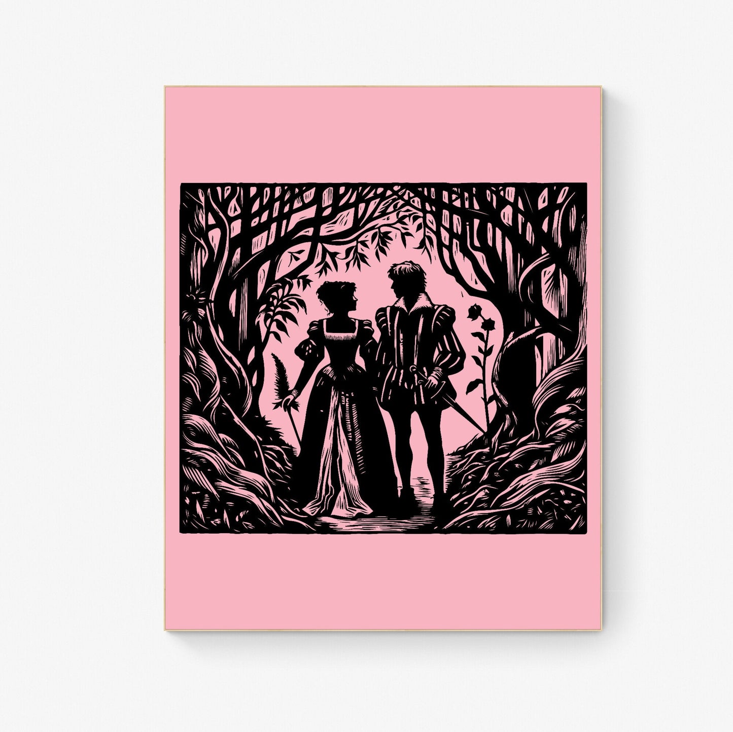 An Enchanted Walk Through The Forest of Arden Rosalind and Orlando William Shakespeare Lithograph Art Print