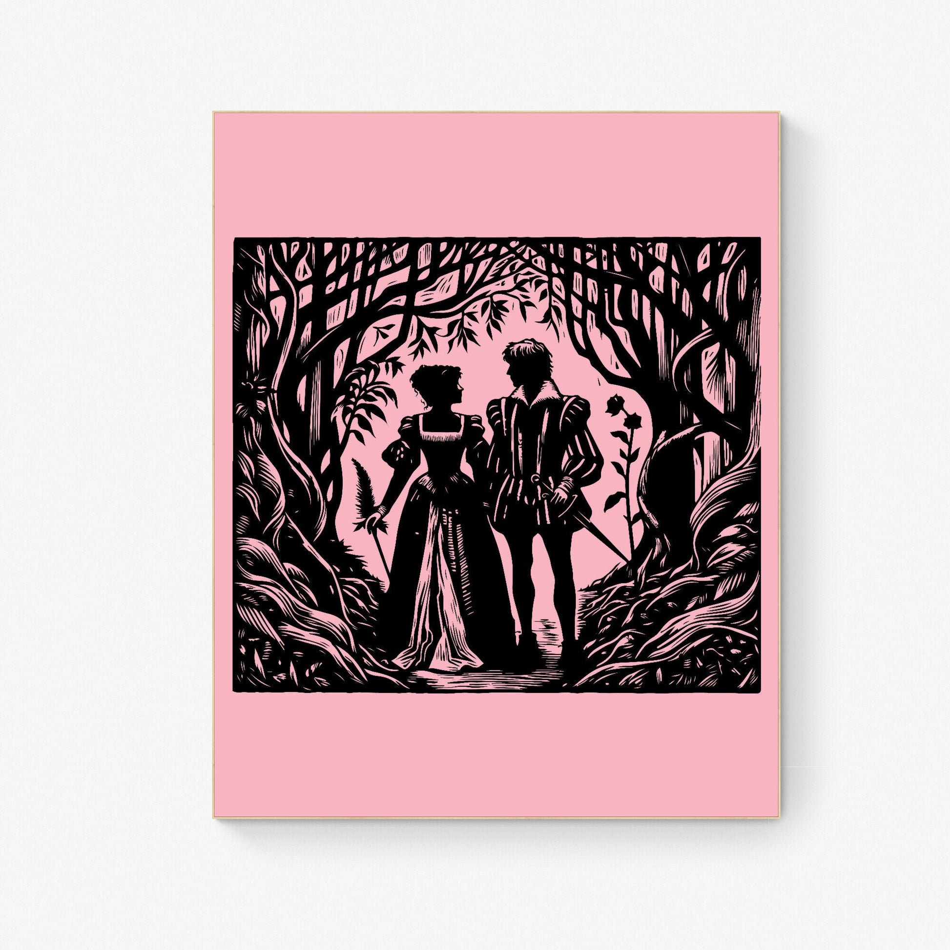 An Enchanted Walk Through The Forest of Arden Rosalind and Orlando William Shakespeare Lithograph Art Print